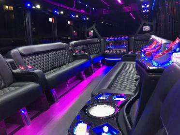 Addison 15 Passenger Party Bus Interior