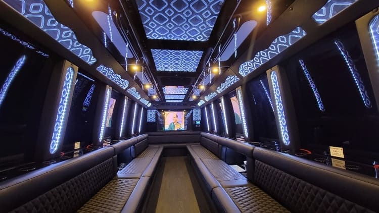 Addison 40 Passenger Limo Bus Interior
